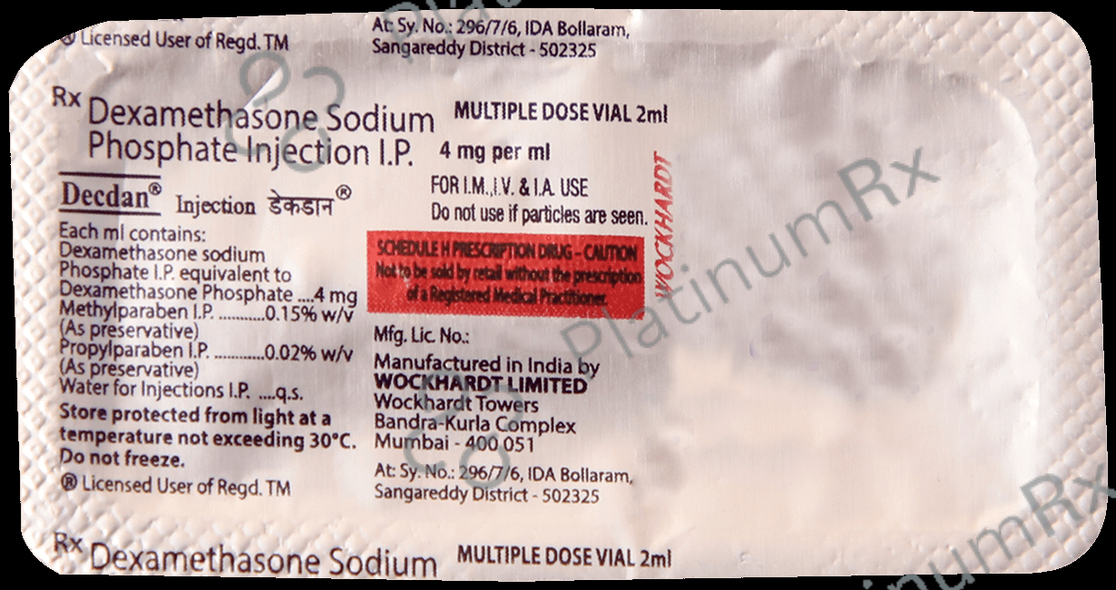 Decdan 4mg Injection 2ml: View Uses, Side Effects, Price and Substitute ...