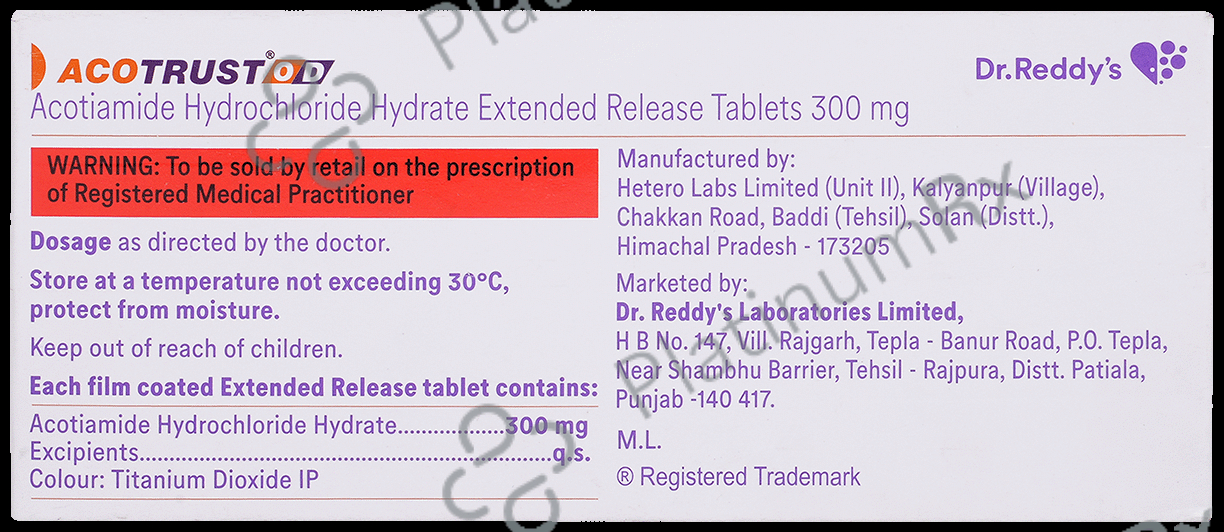 Acotrust OD ER 300mg Tablet 10s: View Uses, Side Effects, Price and ...