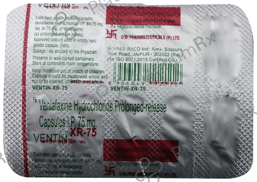 Ventin XR-75 Capsule PR: View Uses, Side Effects, Price and Substitute ...