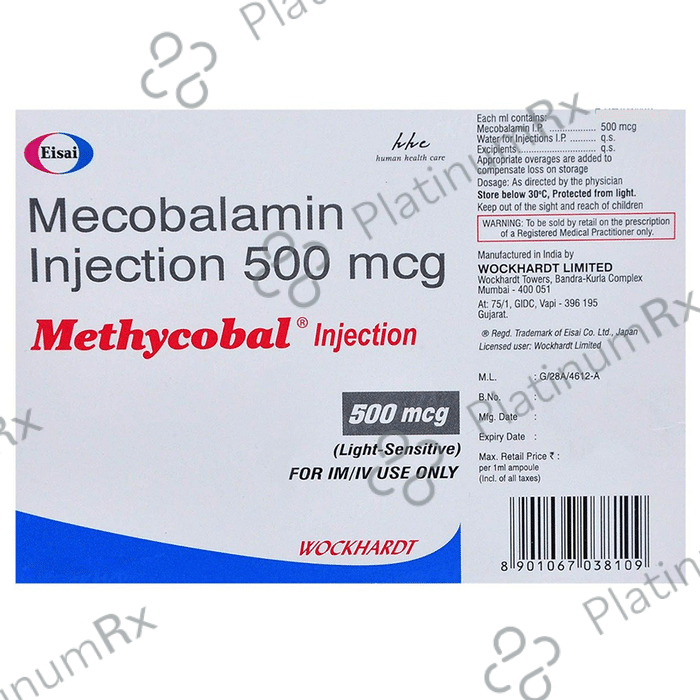 Methycobal 500mcg Injection 1ml | Uses, Price & Substitutes