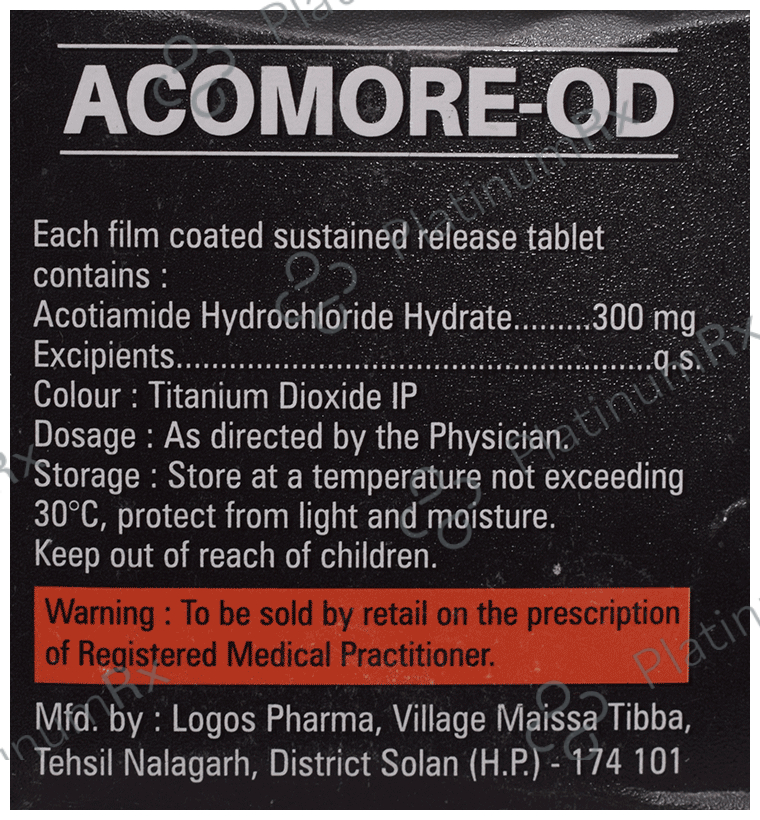 Acomore OD 300mg Tablet 10s: View Uses, Side Effects, Price and ...