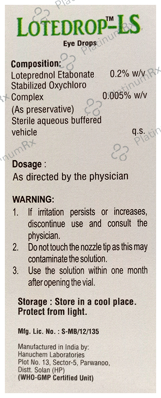 Lotinil Drop Lotedrop LS 0.2% Eye Drop BKC Free 5ml: View Uses, Side Effects, Price ...