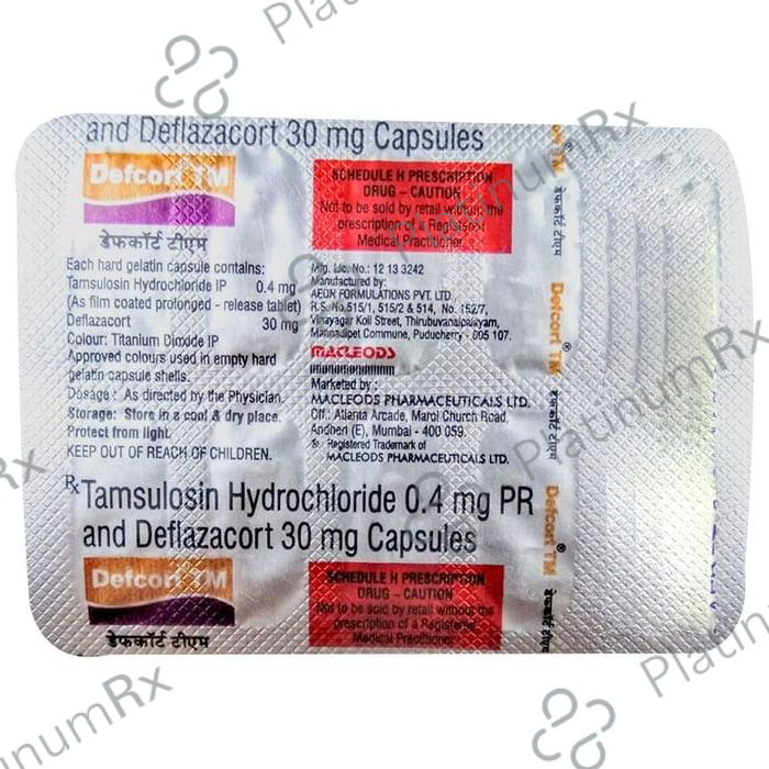 Defcort TM 30/0.4mg Capsule PR 10s: View Uses, Side Effects, Price and ...