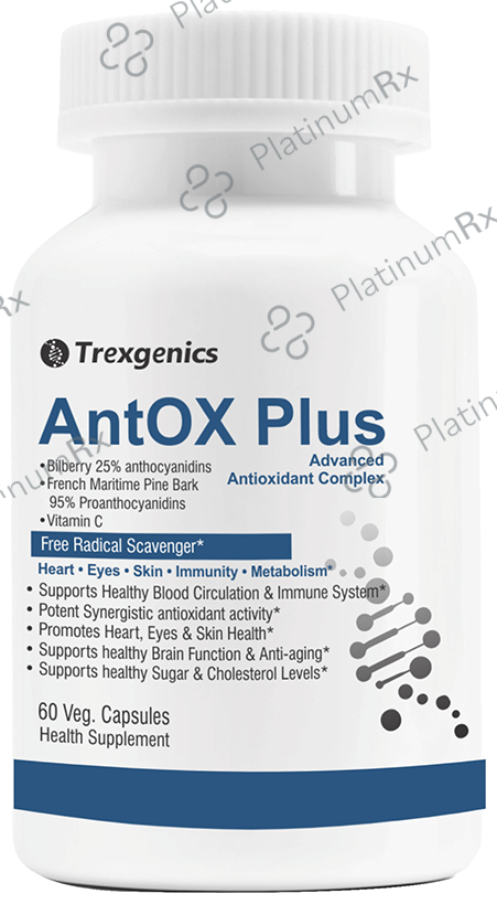 Trexgenics Antox Plus Bilberry Pine Bark Veg. Capsules: View Uses, Side ...