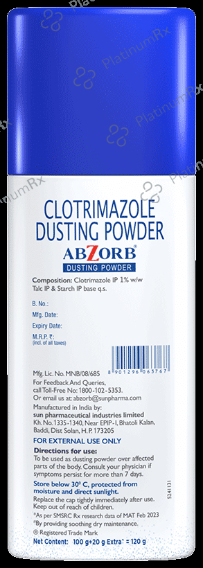 Abzorb Anti Fungal 1% Dusting Powder 120gm - Save 23% on Substitute ...