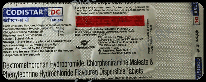 Codistar DC 2/10/5mg Tablet DT 10s: View Uses, Side Effects, Price and ...