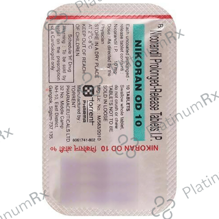 Nikoran OD 10mg Tablet PR 10s: View Uses, Side Effects, Price and ...