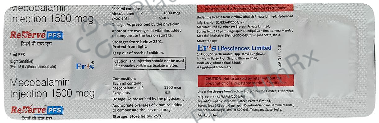 Renerve PFS 1500mcg Pre Filled Syringe Injection 1ml: View Uses, Side Effects, Price and Substitute