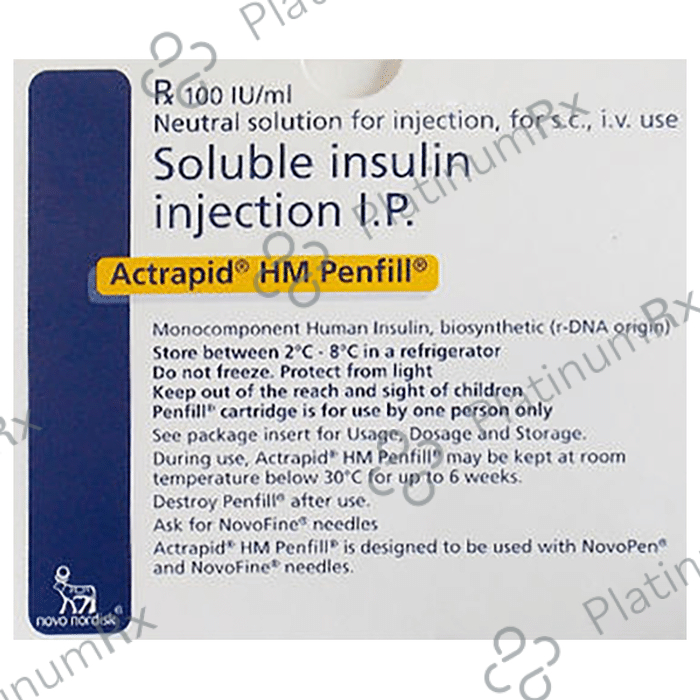 Actrapid HM 100 IU/ml (1*3ml Refill Cartridge / Injection) | Uses ...