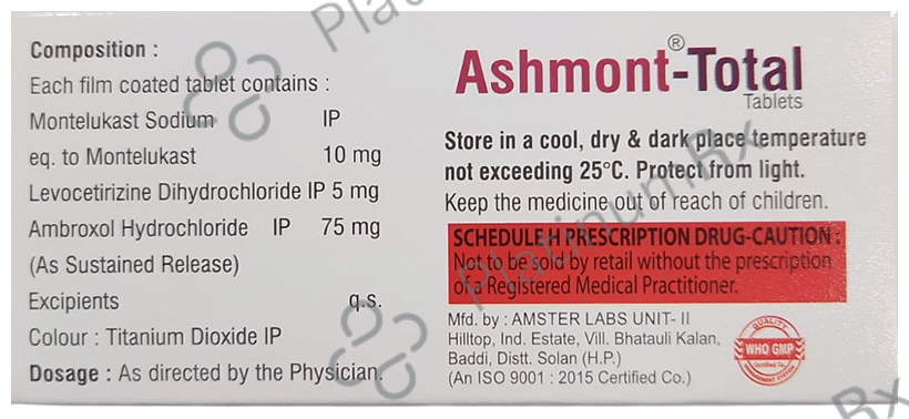 Ashmont Total 75mg/5mg/10mg Tablet SR - Save 66% on Substitute Medicine