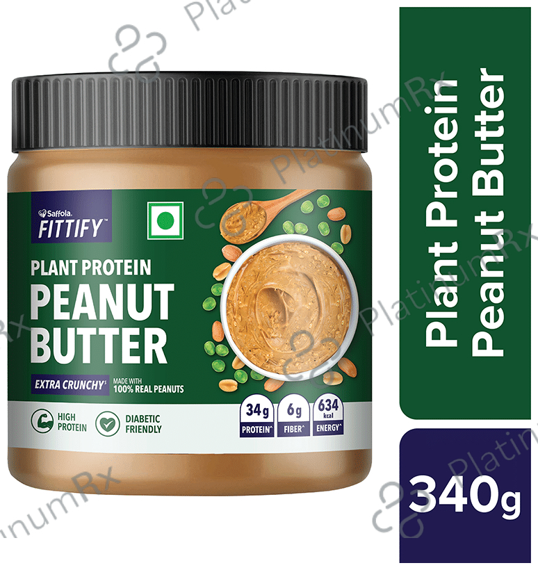 Saffola Fittify Plant Protein Peanut Butter Extra Crunchy 340 gm: View ...