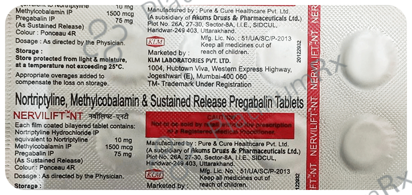 Nervilift NT 75mg/10mg/1500mcg Tablet: View Uses, Side Effects, Price ...