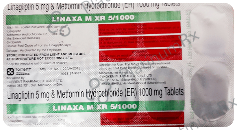 Linaxa Buy Linaxa M 1000mg/5mg Tablet XR 10s Online: Uses, Side Effects and ...