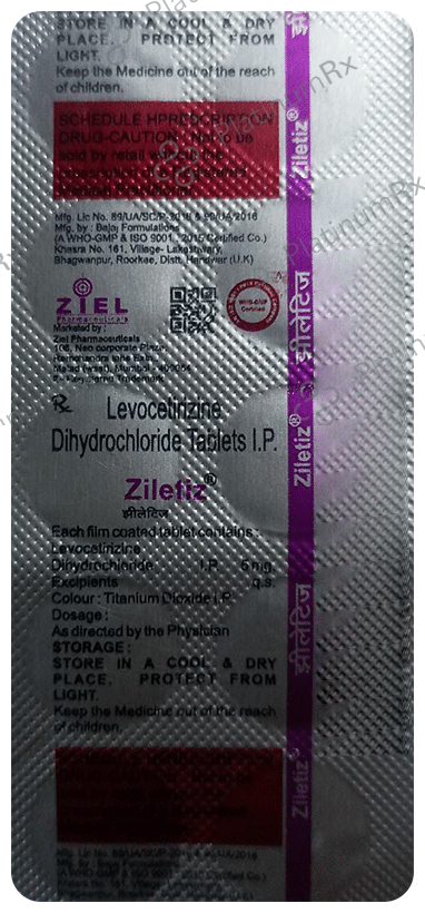Ziletiz 5mg Tablet Save 33% on Substitute Medicine