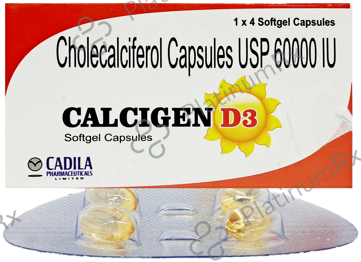 Calcigen D3 Capsule 4s: View Uses, Side Effects, Price and Substitute ...