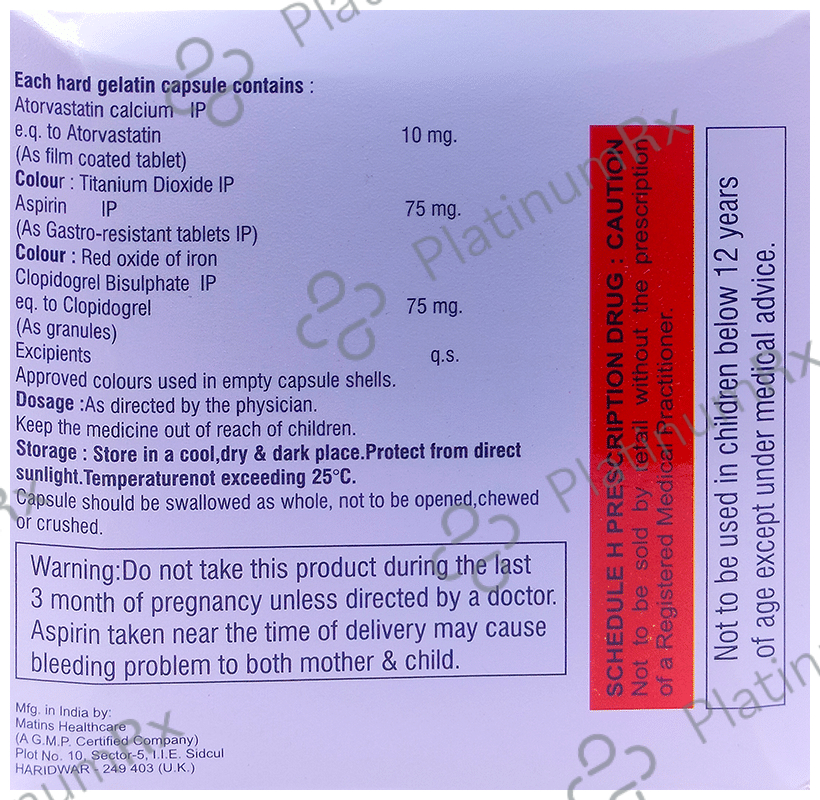 Atostol ASP Gold 10/75/75mg Capsule 10s: View Uses, Side Effects, Price ...