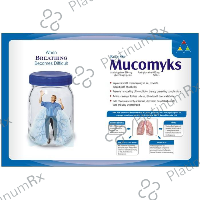 Mucomelt Mucomyks 600mg Tablet 10s | Uses, Price & Substitutes