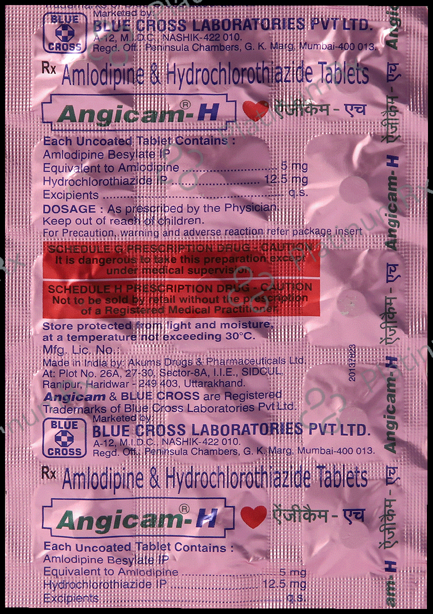 Angicam H 5/12.5mg Tablet 15s: View Uses, Side Effects, Price and ...