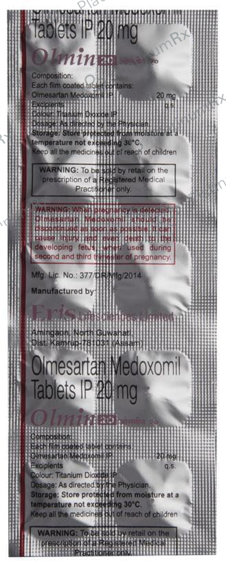 Olmin 20mg Tablet 10s: View Uses, Side Effects, Price and Substitute ...