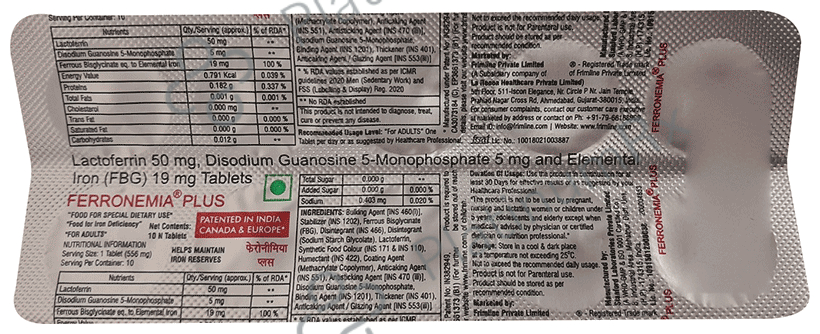 Ferronemia Plus Tablet 10s: View Uses, Side Effects, Price and ...