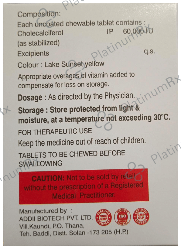 Airacal 60K Chewable Tablet 4s: View Uses, Side Effects, Price and ...