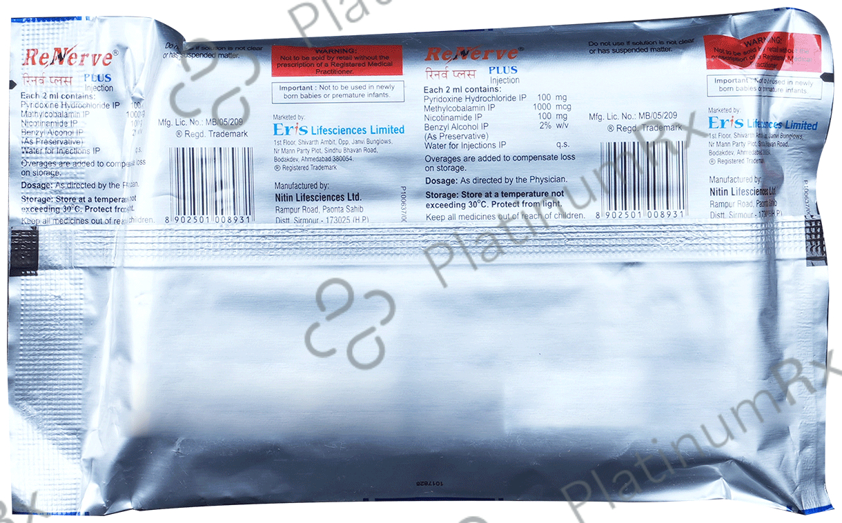 renerve plus injection b12 Renerve Plus Injection 2ml: View Uses, Side Effects, Price and Substitute