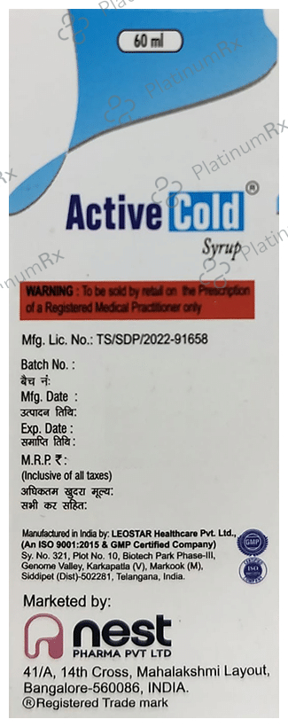 Active Cold 2/5mg Syrup 60ml: View Uses, Side Effects, Price and ...