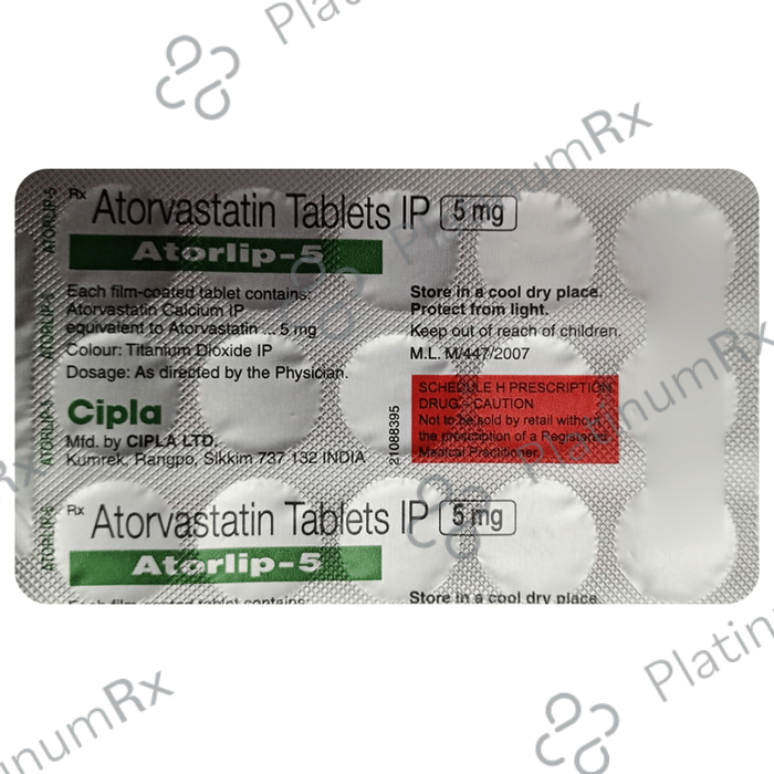 Atorlip 5mg Tablet 10s: View Uses, Side Effects, Price and Substitute ...