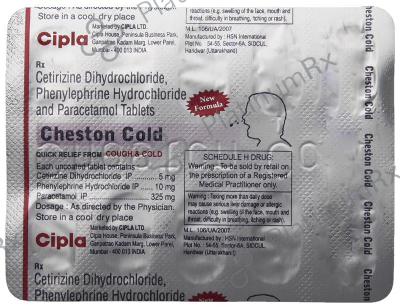 Cheston Cold (New) 5/325/10mg Tablet 10s: View Uses, Side Effects ...