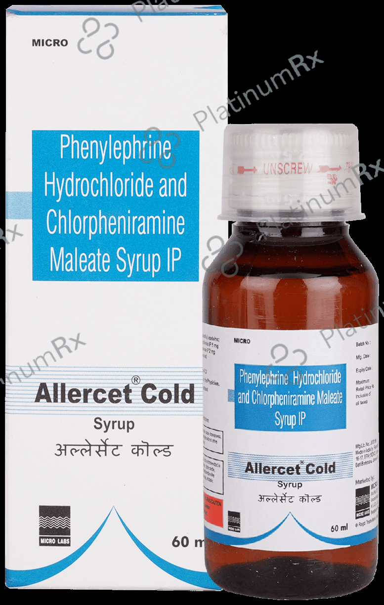 Allercef Allercet 2/5mg Cold Syrup 60ml | Uses, Price & Substitutes