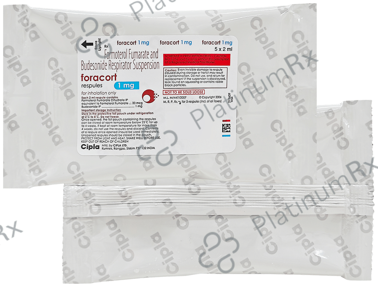 Foracort 1mg/20mcg Respules 5X2ml: View Uses, Side Effects, Price and ...